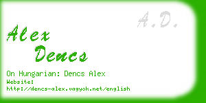 alex dencs business card